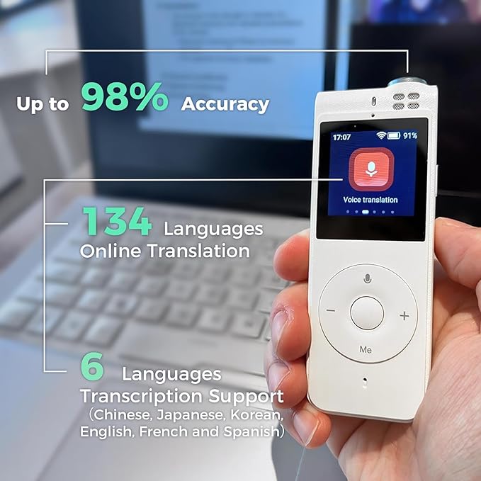 Digital Voice Recorder with Transcription to Text, Voice to Text Recorder with Voice Translation, Audio Recorder with Playback, Language Translator Device, No Subscription Needed, No Monthly fee