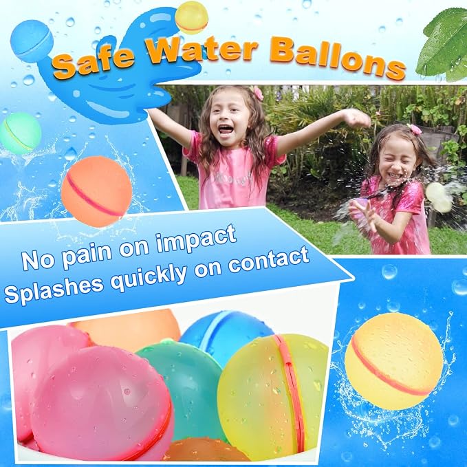 98K Reusable Water Balloons 18 Pcs with Mesh Bag, Pool Beach water Toys for Boys and Girls, Outdoor Summer Toys for Kids Ages 3-12