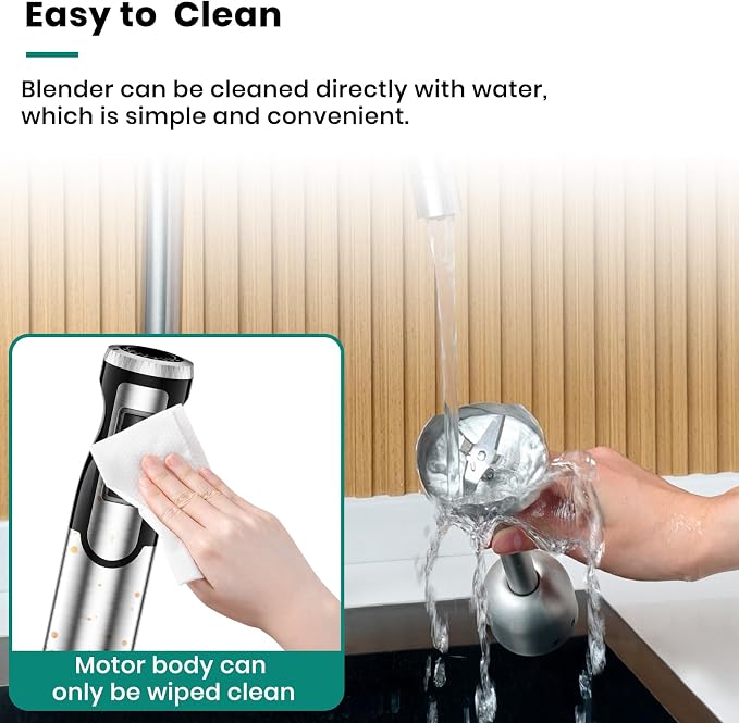 Colarlemo 1800W Immersion Blender Handheld 4-in-1 Hand Blender Stick for Ice Crushing Smoothie, Baby Food, Soup, 8 Speed Hand Mixer Turbo Boost Stainless Steel Blade with Whisk, Chopper, Beaker
