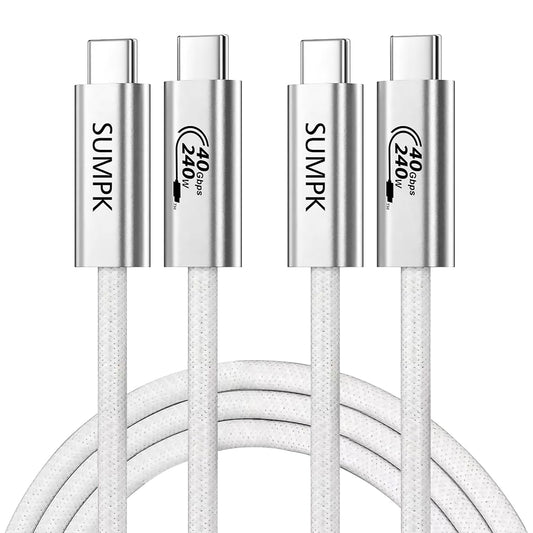 240W USB C Cable 6.6FT 2 Packs, USB4 Cable with 40Gbps High Speed Data Transfer, Single 8K/Dual 4k Display Compatible for Thunderbolt 4/3 Monitor/Hub/Docking Stations, iPhone 16/16 Pro