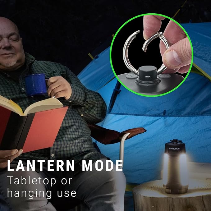 Kodiak Klymate Rechargeable Combination Fan Lantern | 2-in-1 LED Camping Tent Light & Multi-Speed Cooling Fan | Built-in USB Power Bank | Charging Cable Included