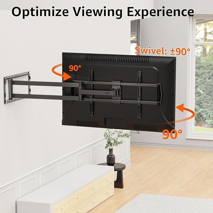 ELIVED Long Arm TV Mount for Most 42-90 Inch tvs, Full Motion Wall Bracket with 40.4 inch Long Extension Articulating TV Wall Mount, Max VESA 800x400mm, Holds up to 150lbs, fits Wood Studs 12"-24".