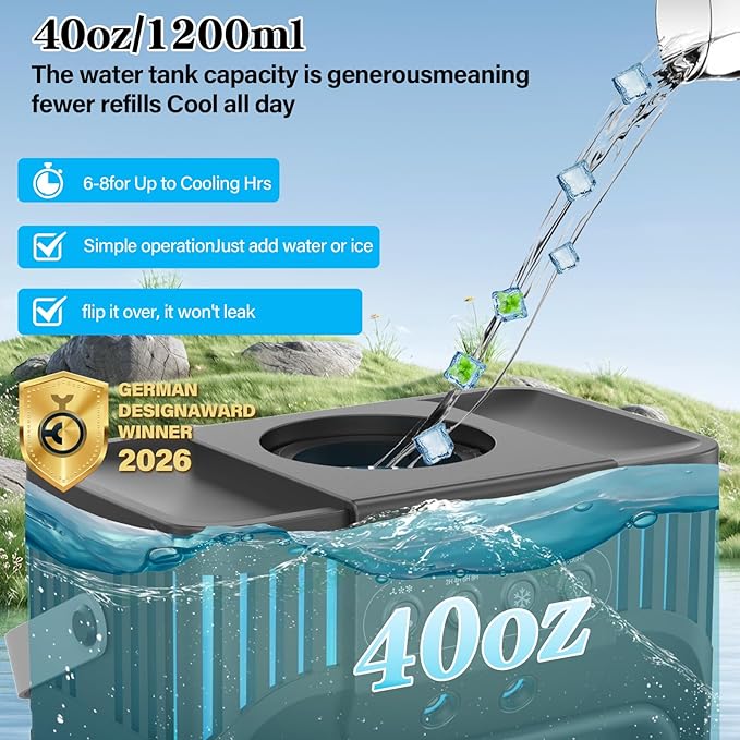 Portable air conditions with remote control, silent with 3 speeds, cooling fan of 1200 ml Personal Air Cooler Fan with 3 Mist, 7 Night Light, 8H Timer, Small Air Conditioner for Bedroom Office