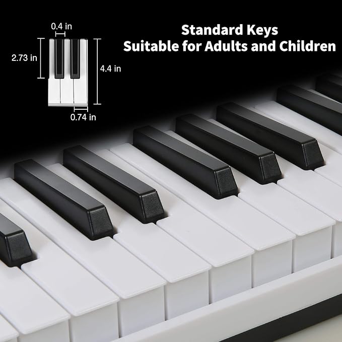 Keyboard Piano Lighted Keys for Beginner Adults Teens Kids, 61 Key Electronic Music Keyboard with Teaching Modes Powered by USB or Battery with LCD Display Microphone Headphone Jack