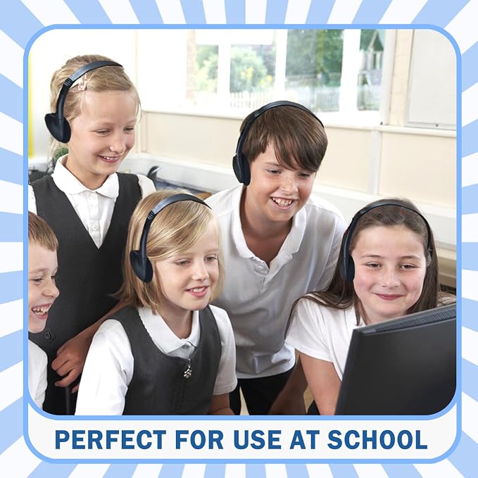 50 Pack Classroom Headphones Bulk for Students School, Wired Class Set Headphones for Kids Children Toddler Boys Girls Teen(Black)
