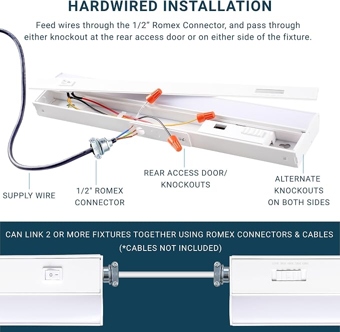 PARMIDA LED Under Cabinet Lighting, Hardwired Installation, 10 Inch, 6.5W, 5CCT Color Selectable - 2700K/3000K/4000K/5000K/6000K, ETL Listed, 120V, Dimmable, 450 Lumens, White Finish