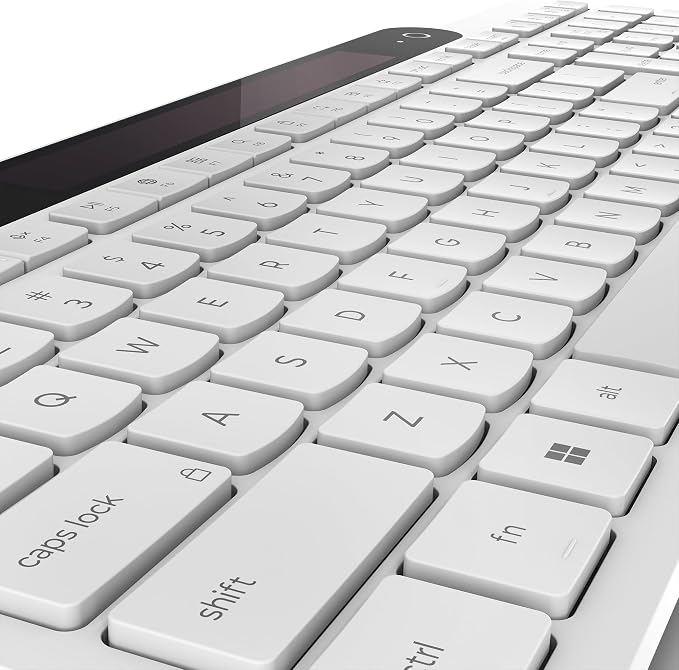 Lenovo 800 Self-Charging Bluetooth Keyboard, Uses Ambient Light for Charging, Bluetooth 5.1, Supports 3 Devices, Battery Free, Wireless, White