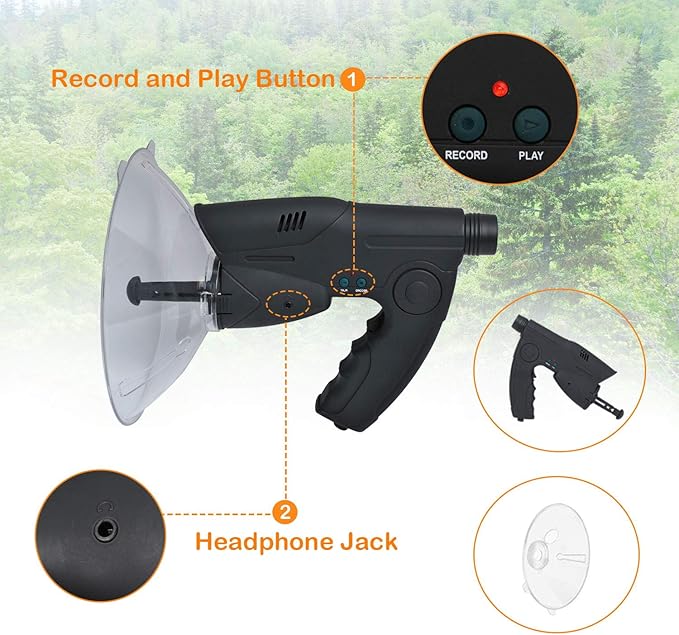 Podoy Bird Observing Listening Recording Device, Listening Device, Electronic Digital Device Sound Amplifier, Digital Recording Device Include Headphone, Visible Range Upto 300ft Long Range