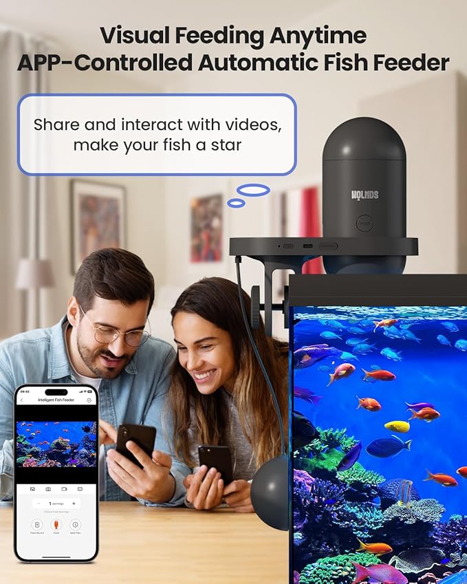 WiFi Automatic Fish Feeder with 2.5K Camera, 2.4/5G Smart App Control & Vacation Timer, Precision Fish Food Dispenser, 230ML Moisture-Proof Visual Aquarium Feeder for 10+ Gallon Tanks