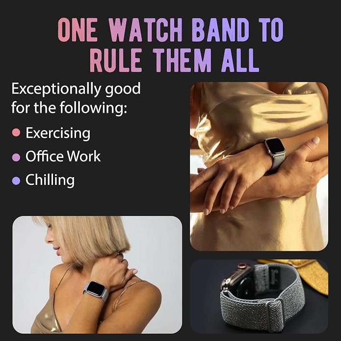 Braxley Bands for Apple Watches - Stretchy and Washable - Adjustable with Apple Watch Bands for Women & Men - Compatible with Apple Watch Series SE Ultra 9 8 7 6 5 4 3 2 1