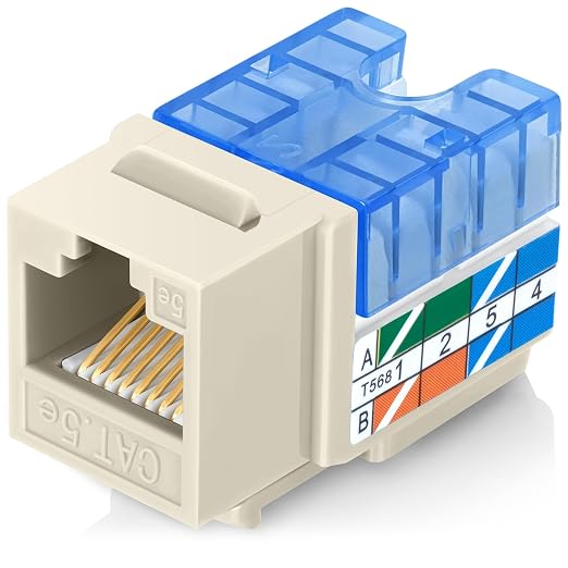 Everest 90° Angled RJ45 Cat5e Keystone Jacks 50-Pack in Ivory - Slim Profile Female RJ45 Connectors - Cat 5e Keystone Jack - Compatible with 90° Angled Speed Termination Tool - easyJACK (B094WB91H3)