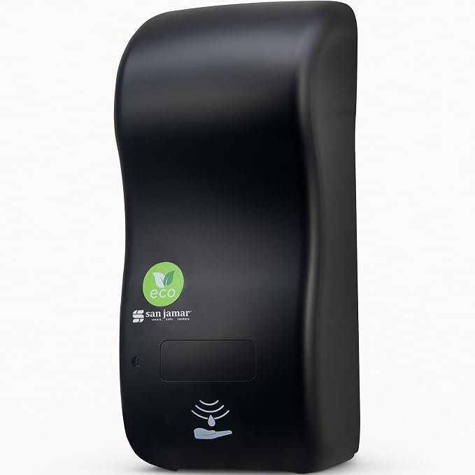 San Jamar ecoLogic Rely Recycled Plastic Hybrid Electronic Liquid Soap Dispenser, Liquid Lotion Dispenser, Wall Mounted Dispenser for Home and Business, 900 Ml, Black