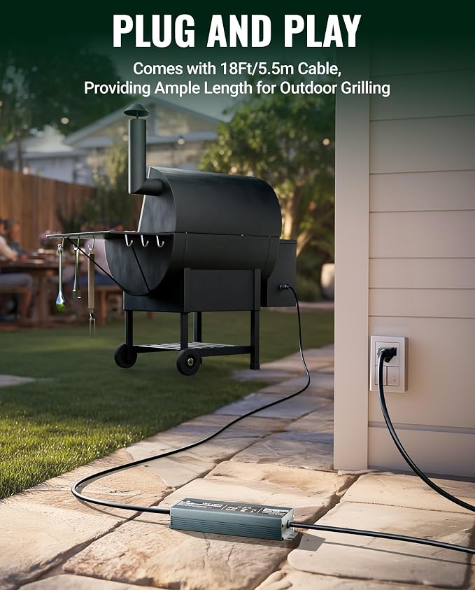 12V 12.5A Waterproof Power Supply for Green Mountain Grill Davy Crockett, Daniel Boone Prime/Plus, Jim Bowie Prime/Plus, Ledge, Peak, Trek, 18Ft Power Adapter Replacement for 12V GMG Grills