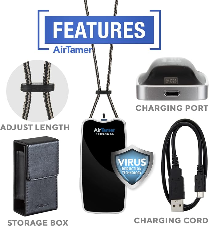 Personal Wearable Air Purifier Necklace, USB Rechargeable, Portable Ionizer | Filterless negative-ion technology. Silent operation. Designed for travel, office, commuting, and everyday use