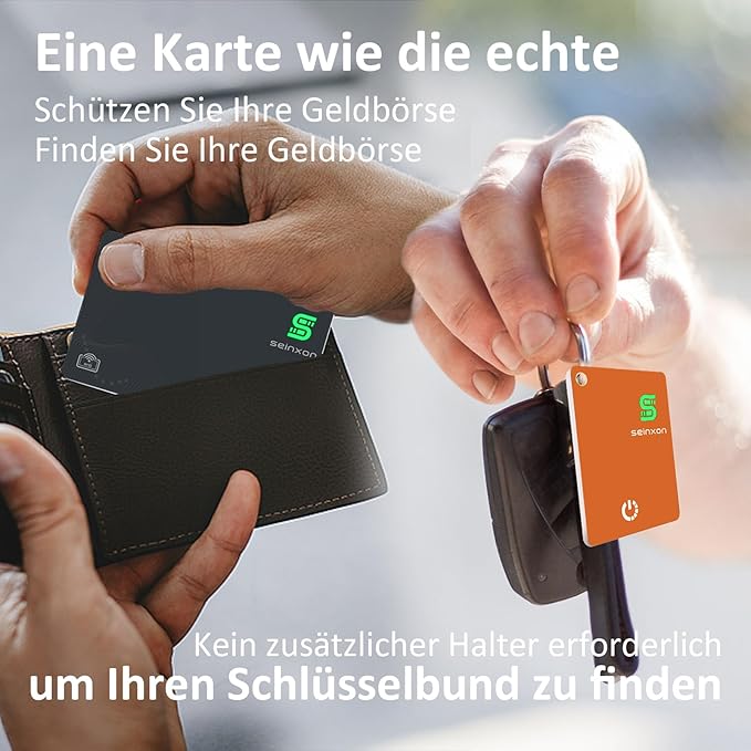 Wallet Tracker RFID Blocking Card & Mini Keychain Tag Item Finder with Recharge Clip Works with Apple Find My (iOS Only)