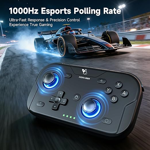 AceGamer 2 Pack Wireless Pocket Controller for Nintendo Switch/Switch 2/Android/iOS/PC/Steamdeck, Joystick Lift and Down Design, Bluetooth Gamepad with 6-axis Gyroscope/Turbo/Vibration/ 1000Hz