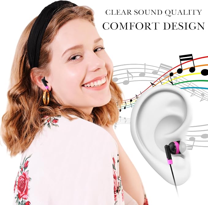 Konohan 160 Packs Bulk Earbuds with Wire Earphones Classroom Wired Headphones for Students Headphones Individually Bagged, 8 Colors Ear Buds Bulk for Classroom School Library(Solid Color)