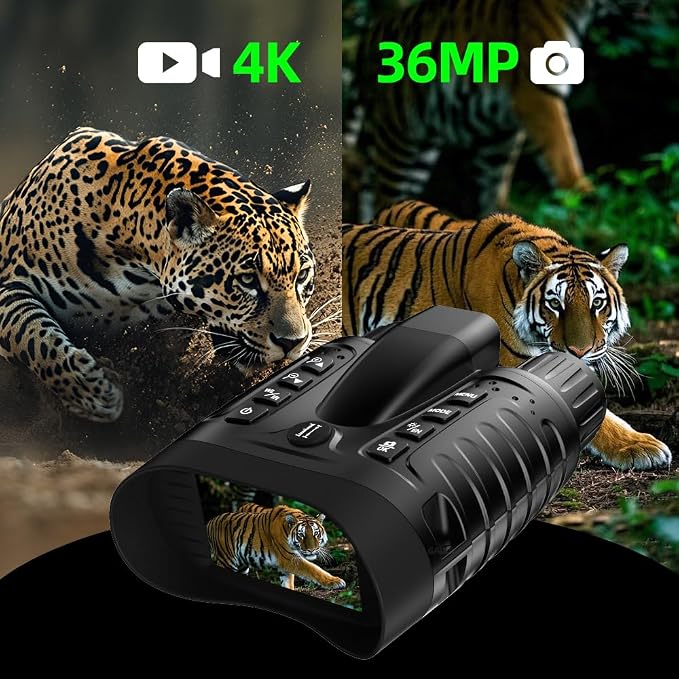 Night Vision Goggles with Rangefinder, 4K Night Vision Binoculars for Adult with 3.2''HD Screen & 4500mAh Rechargeable Battery, 64GB TF Card, 1600FT Viewing Range for Hunting, Camping