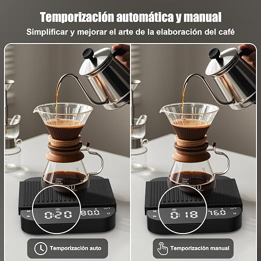 0.1g Precision Coffee Scale with Timer, Diyife 3kg/0.1 Rechargeable Espresso Scale for Pour-Over Coffee, Digital Scale with Back-Lit LCD Display, Auto Tare, Silicone Waterproof Cover, Black