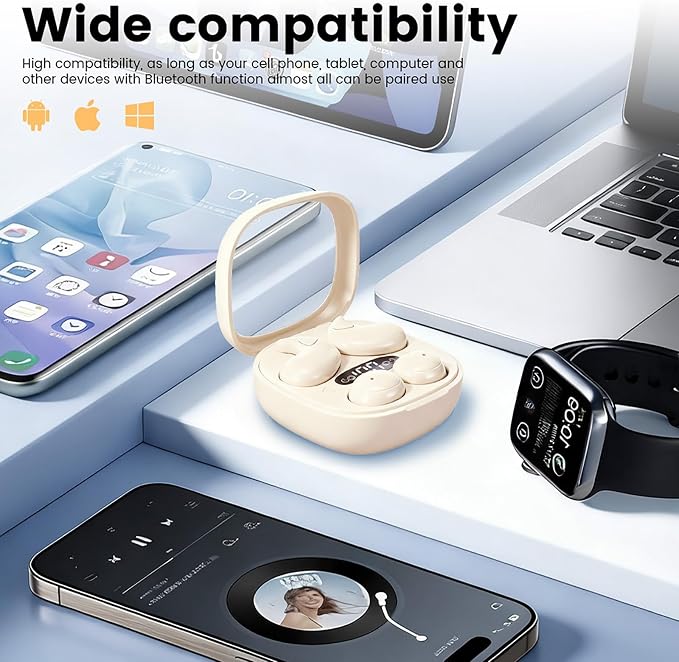 Invisible Mini Sleep Earbuds Wireless Bluetooth, 2-in-1 Dual Design for Side Sleepers, Ultra-Low Profile Soft Ear Tips for Small Ears, Noise Blocking Sleep Headphones with Portable Charging Case