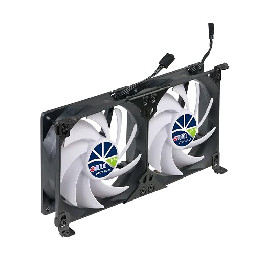 TITAN- 12V DC Double Rack Mount Ventilation Cooling Fan for Fridge Vent and Ventilation Grille with Speed Controller (120mm(V2+))
