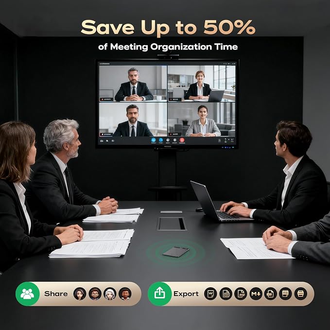 Dasit Note Pro AI Voice Recorder, Transcribe & Summarize with AI, App Control, Note Taker for Meetings & Calls, Supports 112 Languages, Ultra-Slim w/OLED Display, Case Included, Grey