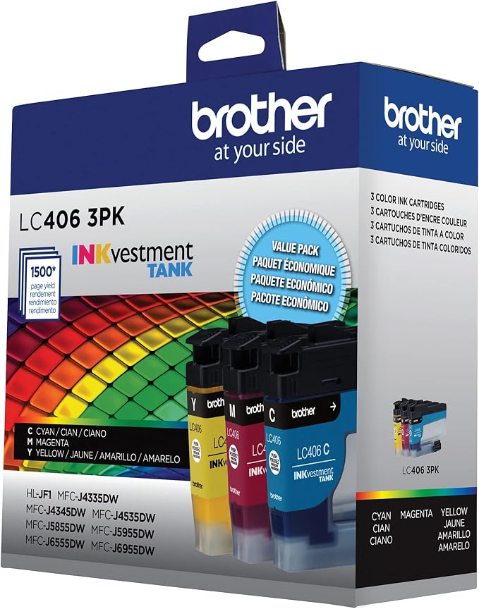 Brother LC4063PK 3 Pack of Standard Yield Cyan,Magenta and Yellow -Ink -Cartridges,(Pack of 2)