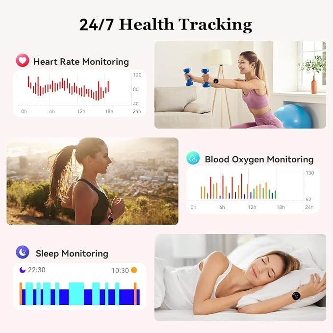 Smart Watch for Women Fitness Tracker: Waterproof Bluetooth Call Answer/Make Smart Watches for Android/iPhone Digital Women Smartwatch Activity Pedometer Heart Rate SpO2 Monitor 120+ Sports Model