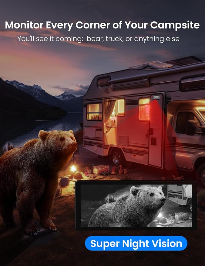 RV Wireless Backup Camera with High Performance 6.86 Inch Touch Monitor 1080P 2 Rear View Cameras with IR Night Vision 4 Channels IP69K Waterproof Reverse Camera for Truck Trailer Camper Tractor