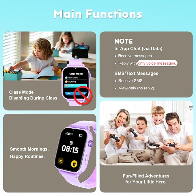 4G Kids Smart Watch for Boys Girls with GPS Tracker, Kid Smartwatch Phone Call SOS Video Call for Kids Birthday Gift Ages 4-12