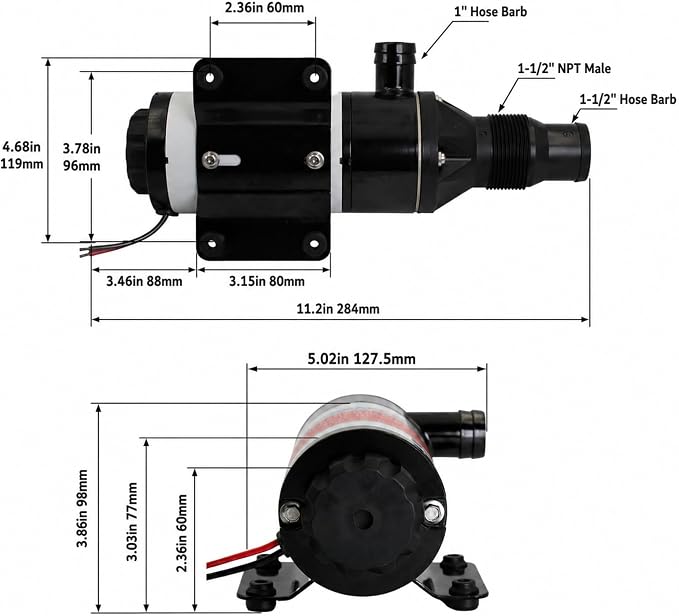 SEAFLO 01 Series Macerator Pump - 12V, 12 GPM (45 LPM) Open Flow, Self-Priming, Anti-Clog, Run-Dry, Heavy-Duty for RV, Boats, Yachts, Camper, & Marine, CE & Rohs Certified, 4-Year Warranty