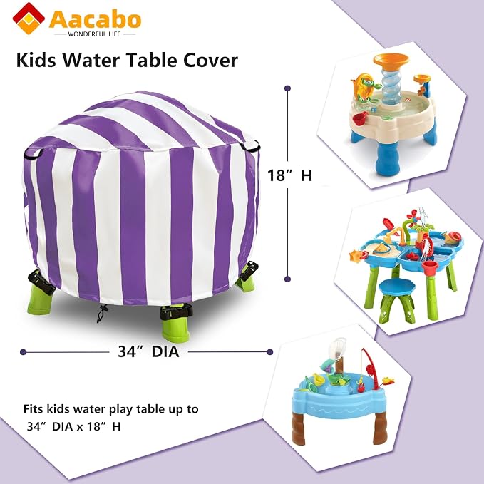 Water Table Cover Spiralin' Seas Waterpark Outdoor Sand Water Play Table Cover 34X34X18 inch-(Cover only)-Purple
