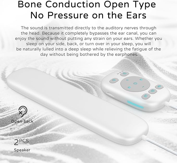 Under-Pillow Bone Conduction Sleep Speaker & White Noise Sound Machine with Sleep Timer, TF Card Compatible | for Side Sleepers & Insomnia, Calms the Mind & Supports Deeper Sleep