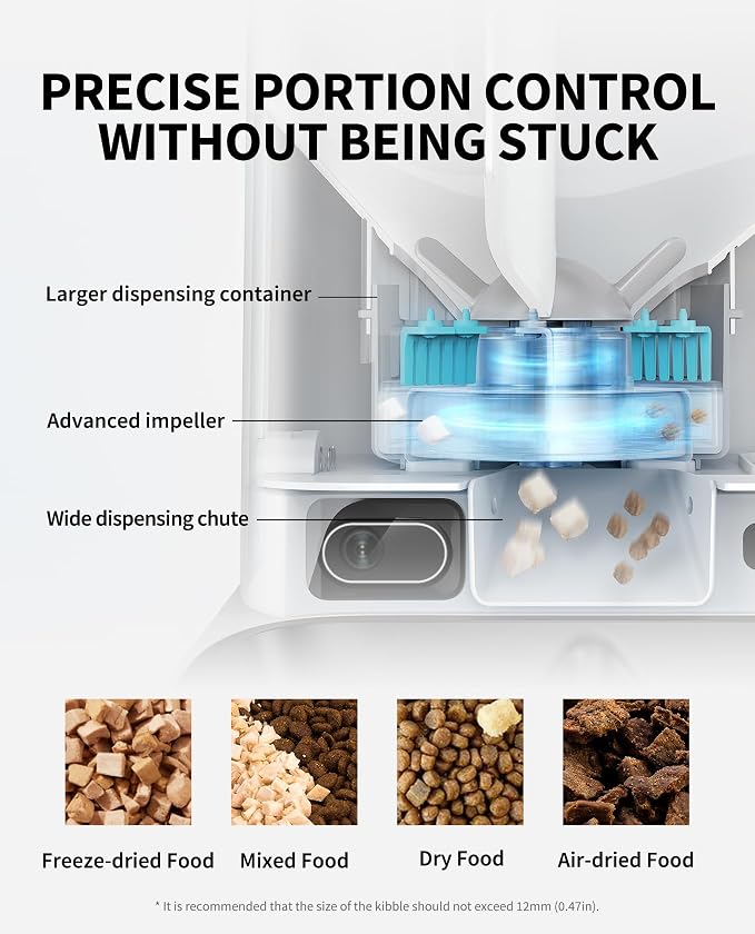 PETKIT YumShare Dual Hopper Automatic Pet Feeder for Cats and Dogs, 1080P Camera Smart Cat Dog Feeder with Night Vison and 2-Way Audio, 1.85L Wireless Pump Cat Water Fountain