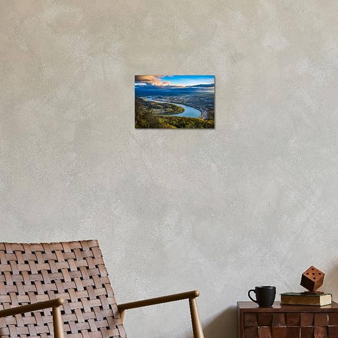 ART.COM Wall Photographic Print Drone Aerial View of Downtown Chattanooga Tennessee TN and Tennessee River, 18" x 12"