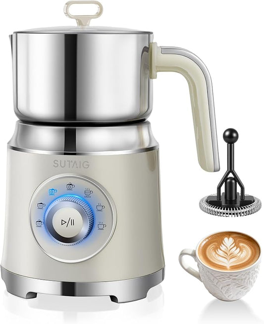 Milk Frother, 27oz All-in-1 Milk Steamer and Frother for Coffee, Variable Froth Thickness, Hot & Cold Foam Milk Warmer with Temperature Control