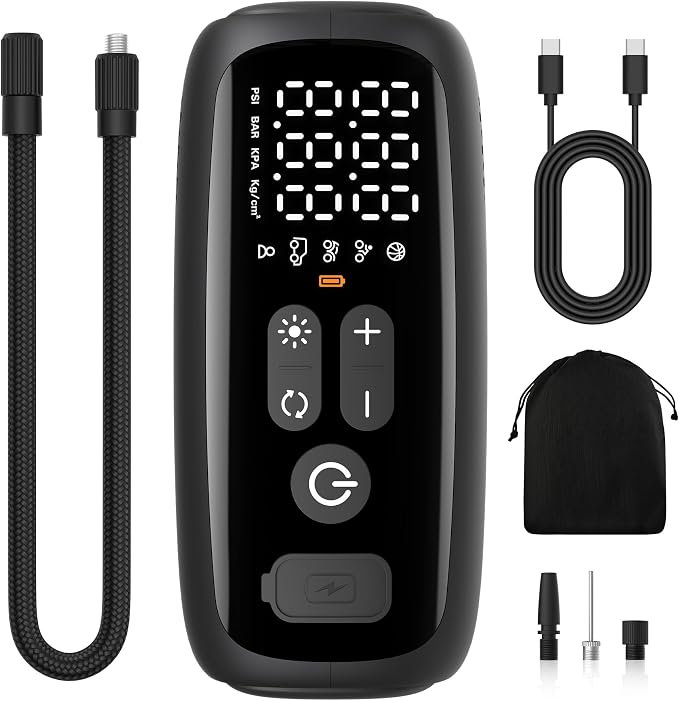 Tire Inflator Portable Air Compressor 150PSI,28 Cylinders 12V Electric Air Compressor,140W Auto Shut-Off with LED Light Air Pump,Portable