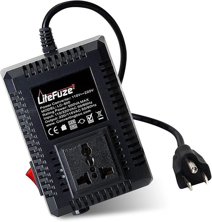 LiteFuze 500 Watt Step Up/Step Down Travel Voltage Converter, 220/110v to 110/220v converter with Type B Plug – Compatible with Hair Straightener, Camera, Laptop & More