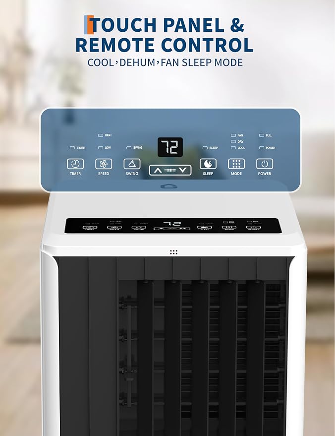 8,000 BTUs Portable Air Conditioner, 3-in-1 AC Unit with Fan, Dehumidifier, Air Conditioner for Bedroom Cools Rooms Up to 350 Sq.Ft, Indoor Quiet AC Unit, Easy Installation Kit Included, Black