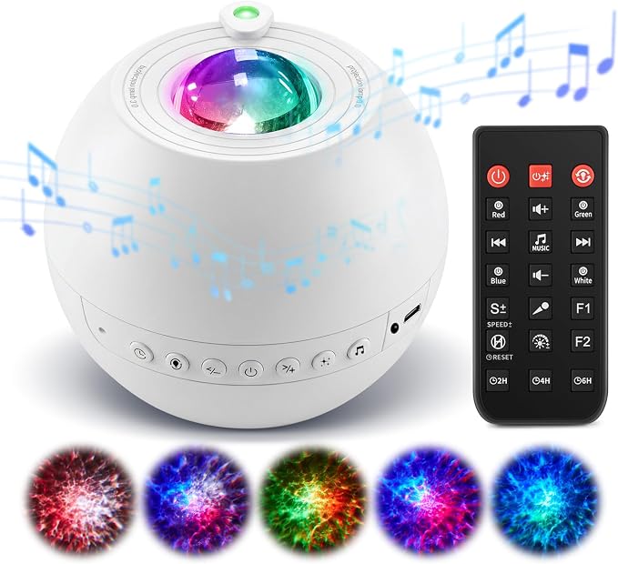30 Sounds Machine Light Projector & Portable Bluetooth 5.3 Speaker, Premium Noise Machine for Adults & Baby, 15 Nebula Light Modes with Remote, Timer, Memory, Birthday Gifts for Teen & Adults