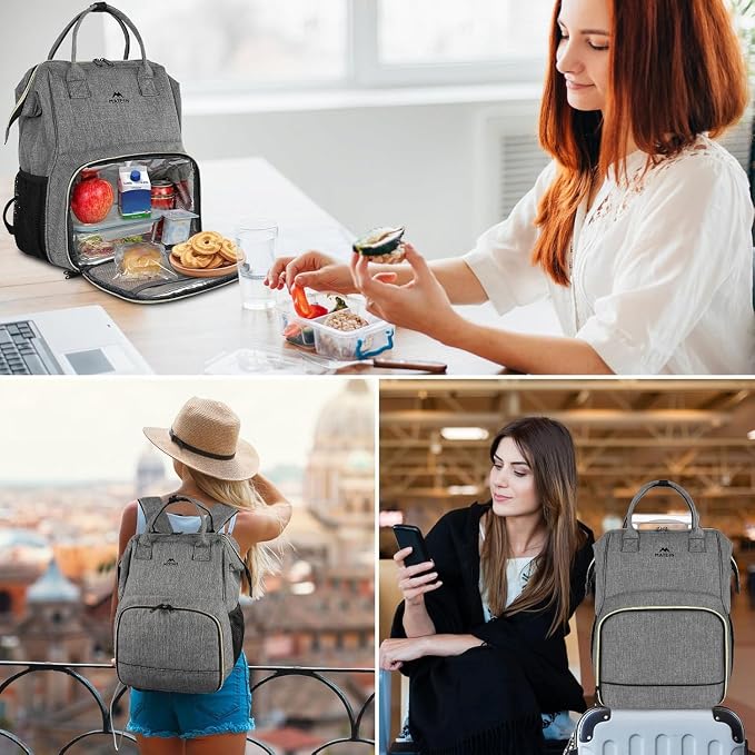 MATEIN Lunch Backpack for Men Women, 17 Inch Large Insulated Cooler Backpack, Water Resistant Lunch Box Back Pack Travel Laptop for Men Work Picnic College Nurse, Grey