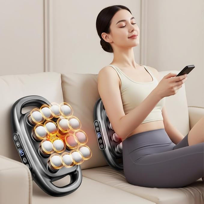 Deep Tissue Percussion Massager with 3 Modes and 30 Intensities, 16-Head Massage Gun Set, Quiet Muscle Massager for Relieving Back, Shoulder, Leg, Foot, and Body Muscle Pain
