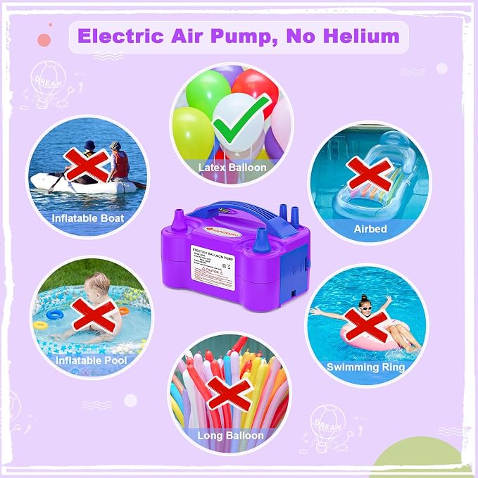 IDAODAN Electric Balloon Pump, Portable Electric Balloon Blower Machine Inflator Air Pump for Party Decorations