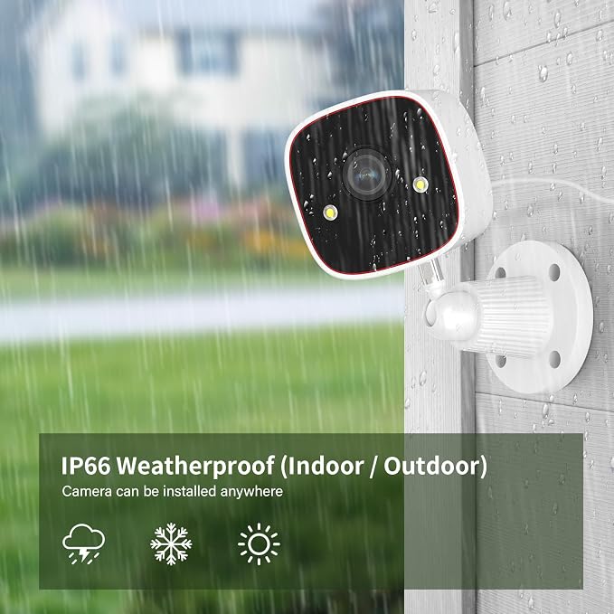 Jennov 2K WiFi Security Camera Indoor/Outdoor, Plug-in Home Surveillance Cam with Color Night Vision, Human Motion Detection, 2-Way Audio, IP66 Waterproof, Baby & Pet Monitor, 5G/2.4G