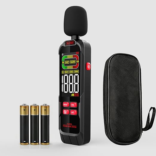 GL82A Digital Sound Level Meter, 30-130dB Decibel Meter with Backlit LCD, High Precision Noise Detector for Home, Office, Factory, Construction & Daily Use | Backlit LCD, High Precision Noise Detector, For Home, Office, Factory, Construction & Daily Use