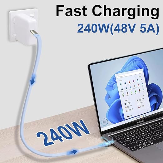 APEXSUN Type C to USB C 0.5Ft Male to Male Cable, Supports 240W Fast Charging, 8K Video Transmission, and 40Gbps Data Transmission, Compatible with Devices Such as Thunderbolt 4/3 and USB4/3