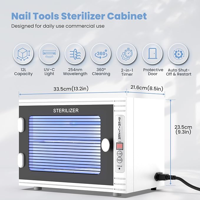 KING&DUKE 15L Nail Tool Storage Cabinet, Double-Layer UV-Light Organizer Box for Esthetician and Barbers, Large Capacity Equipment for Beauty Salons, Spas, and Home Use