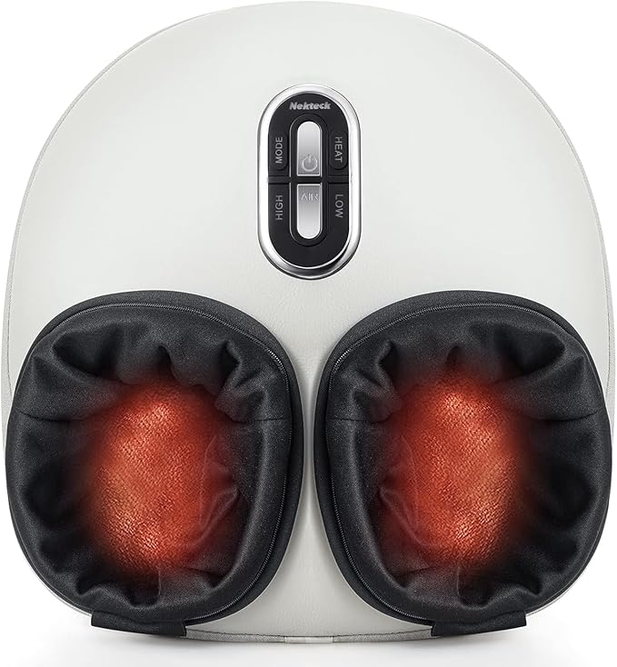 Nekteck Shiatsu Foot Massager Machine with Soothing Heat, FSA Eligible Air Compression Deep Kneading Therapy, HSA Massage Tools Improve Blood Circulation Foot Wellness, Fits Size Up to US 13
