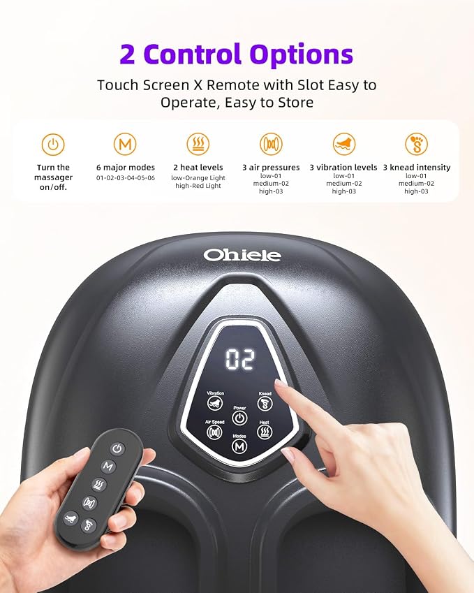 Foot Massager with Heat, Shiatsu Foot Massager with Remote, Electric Feet Massage Machine for Neuropathy,Plantar Fasciitis, Circulation, FSA Eligible HSA Store Eligible Massager (Dark Black,Corded)