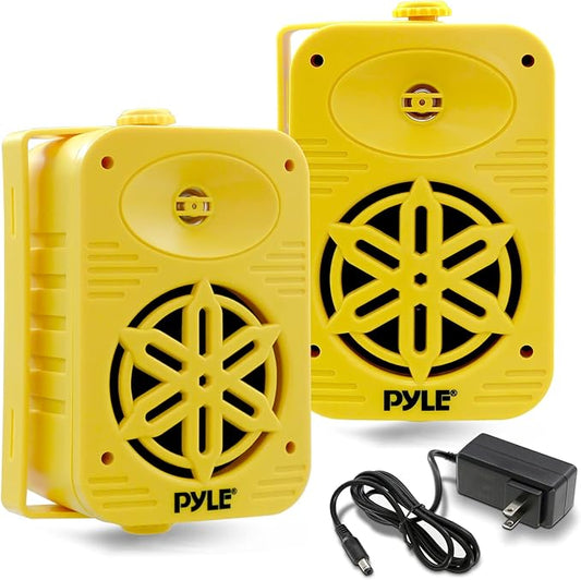 PyleUsa Bluetooth Indoor Outdoor Speakers Pair-500Watt Dual Waterproof 5.25” 2-Way Full Range Speaker System w/ 1/2”High Compliance Polymer Tweeter-Home, Boat, Marine, Deck,Patio,Poolside - PDWRBT56YL